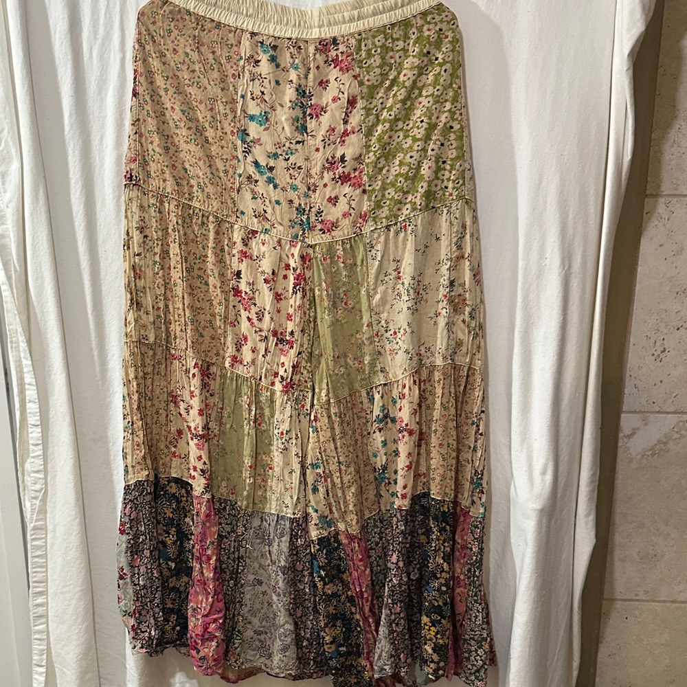 Young Threads Floral Patchwork Bohemian pants in Cream and Green - Picture 8 of 11